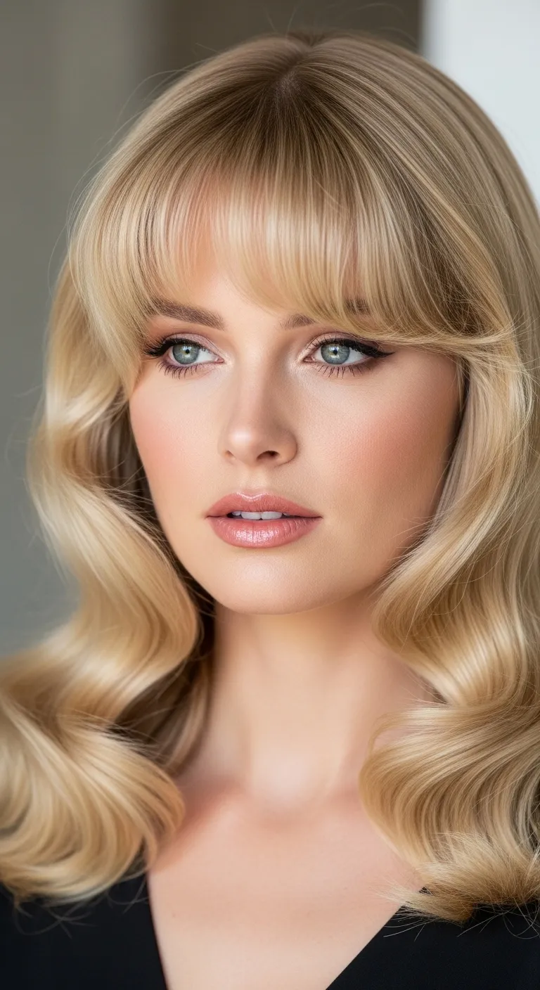 wispy curtain bangs long hair, medium length haircut with curtain bangs, collarbone length hair, long curly hair with curtain bangs, black women, layers