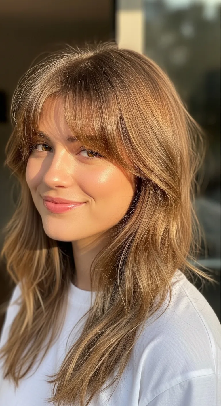 curtain bangs round face, side curtain bangs, wispy bangs with layers, face framing, bob cut with, layered haircut with