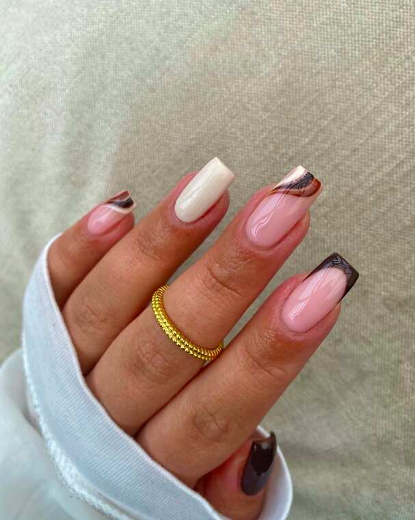 Cute nails for fall short with halloween nails in almond shape.