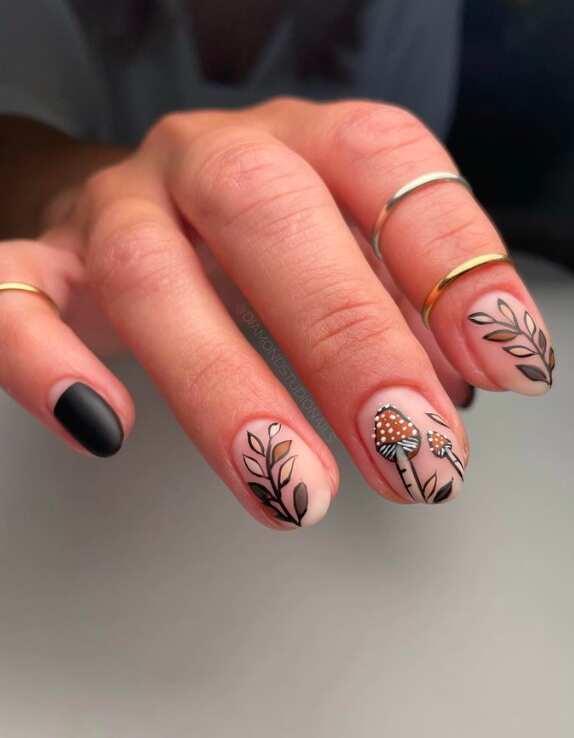 Cute gel nails for fall with fall french tips square for short nails.