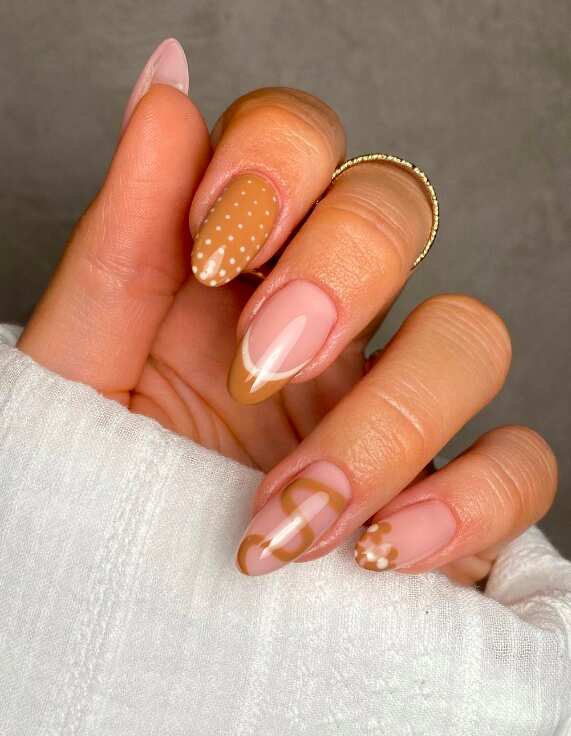 Pink nails with cute fall nails and fall nails design ideas.