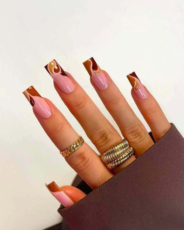 Simple halloween nails with pre fall nails design in muted colors.