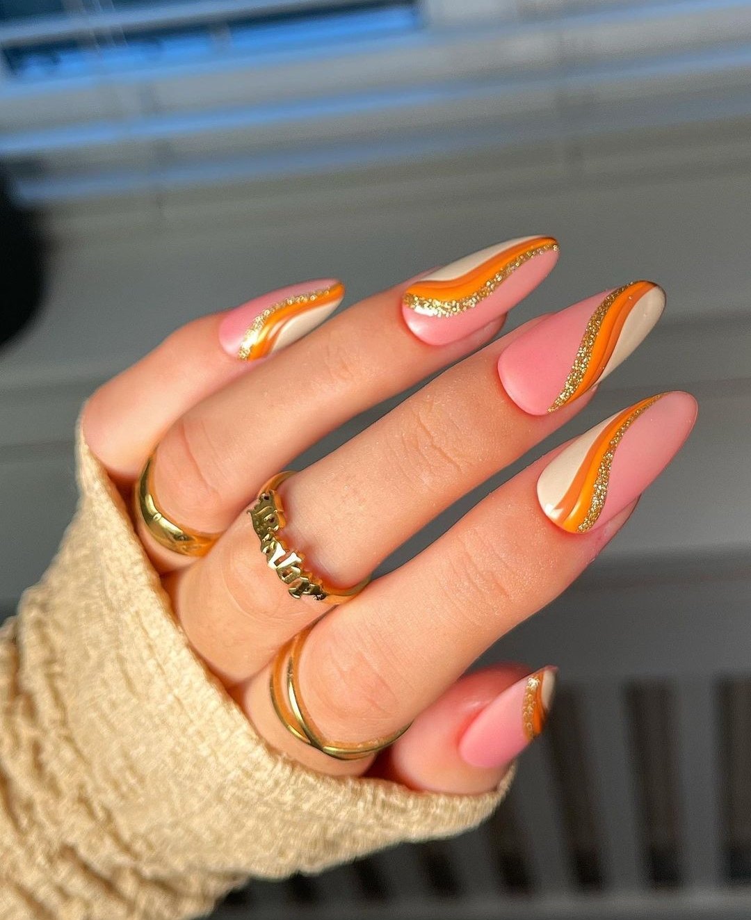 Fall nail ideas almond shape with fall gel nails ideas in vibrant colors.