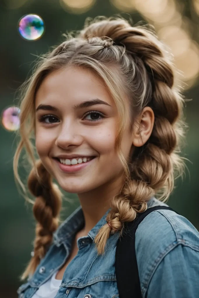 Cute hairstyles braids with baby bangs for kids
