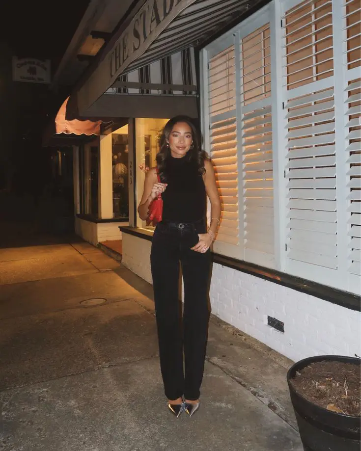 autumn red dinner date night outfit, elegant fall style