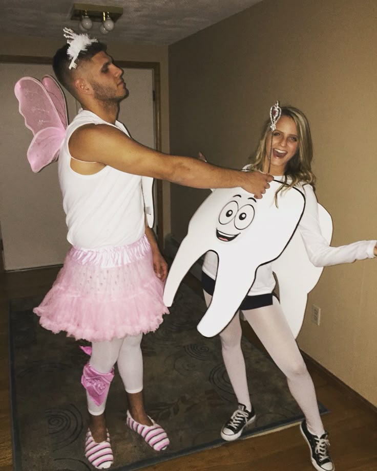 last minute halloween costumes diy, tooth fairy couple, whimsical and playful