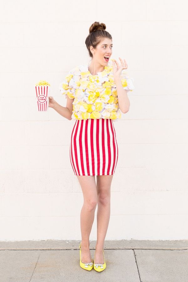 quick couples costumes last minute, popcorn outfit, fun and eye-catching