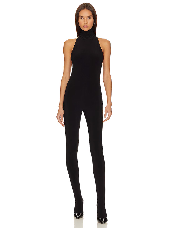 last minute halloween costumes for couples, black bodysuit, sleek and sophisticated