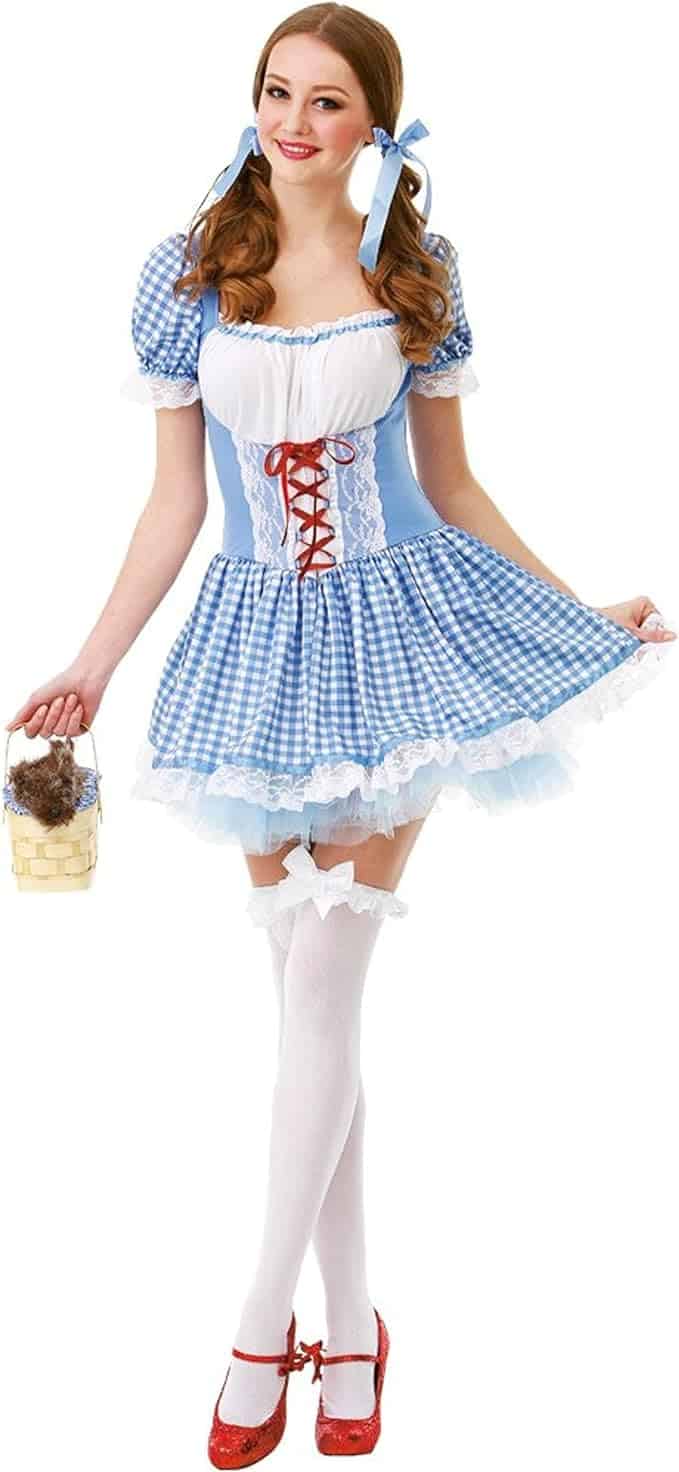 easy homemade halloween costumes, blue gingham dress, playful and nostalgic