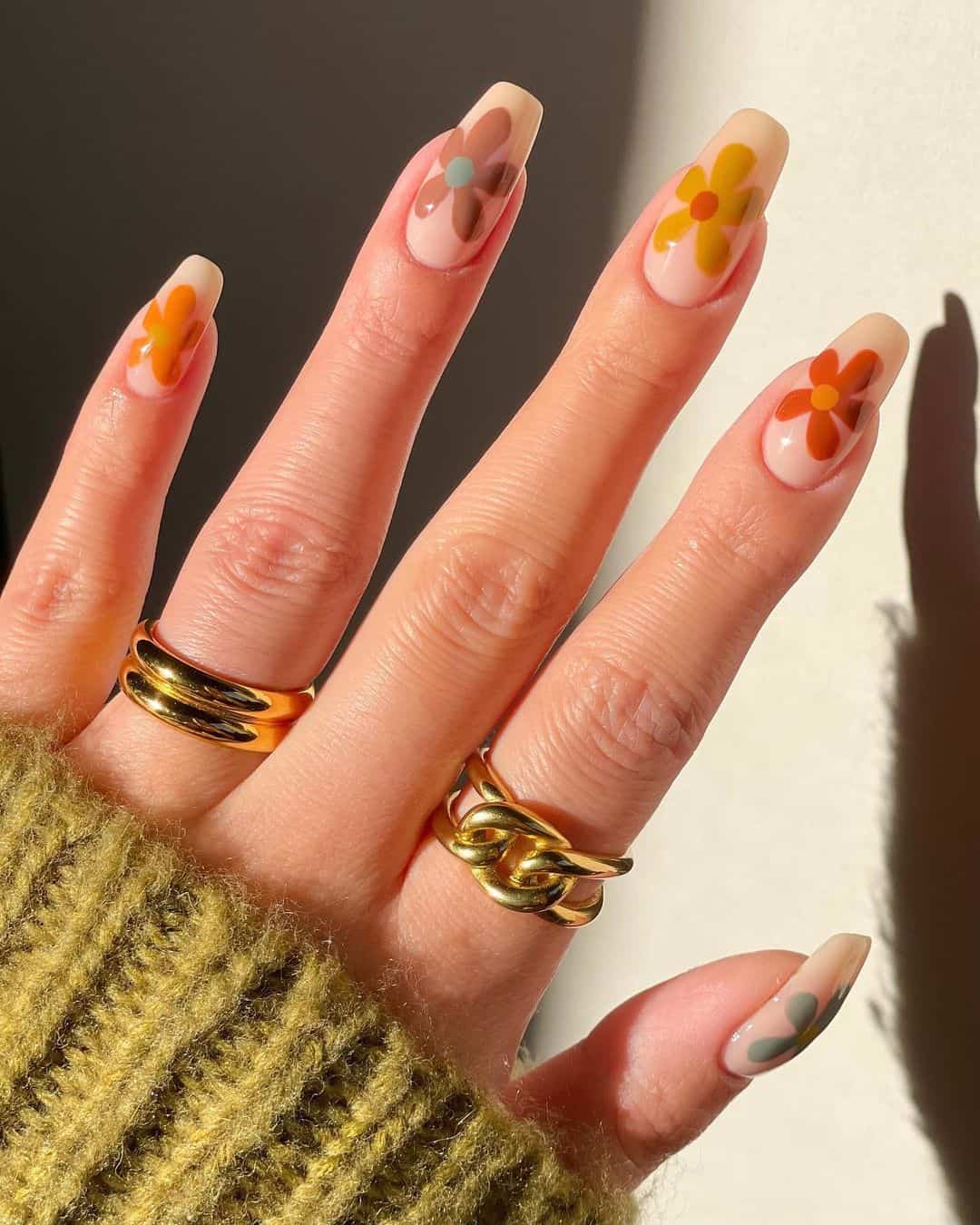 november nails fall acrylic, fall orange nails autumn, fall ombre nails ideas autumn short, medium length square