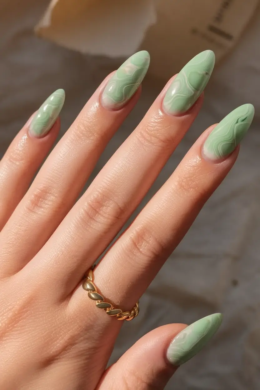 Almond gel nails fall with fall inspired nails autumn and shape.