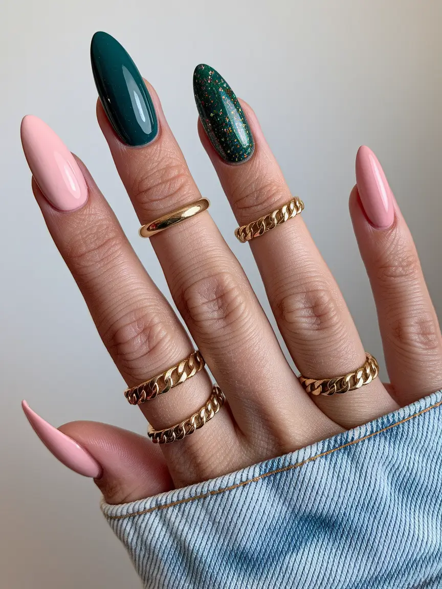 Fall nails french tip almond with vampy nails and gel.