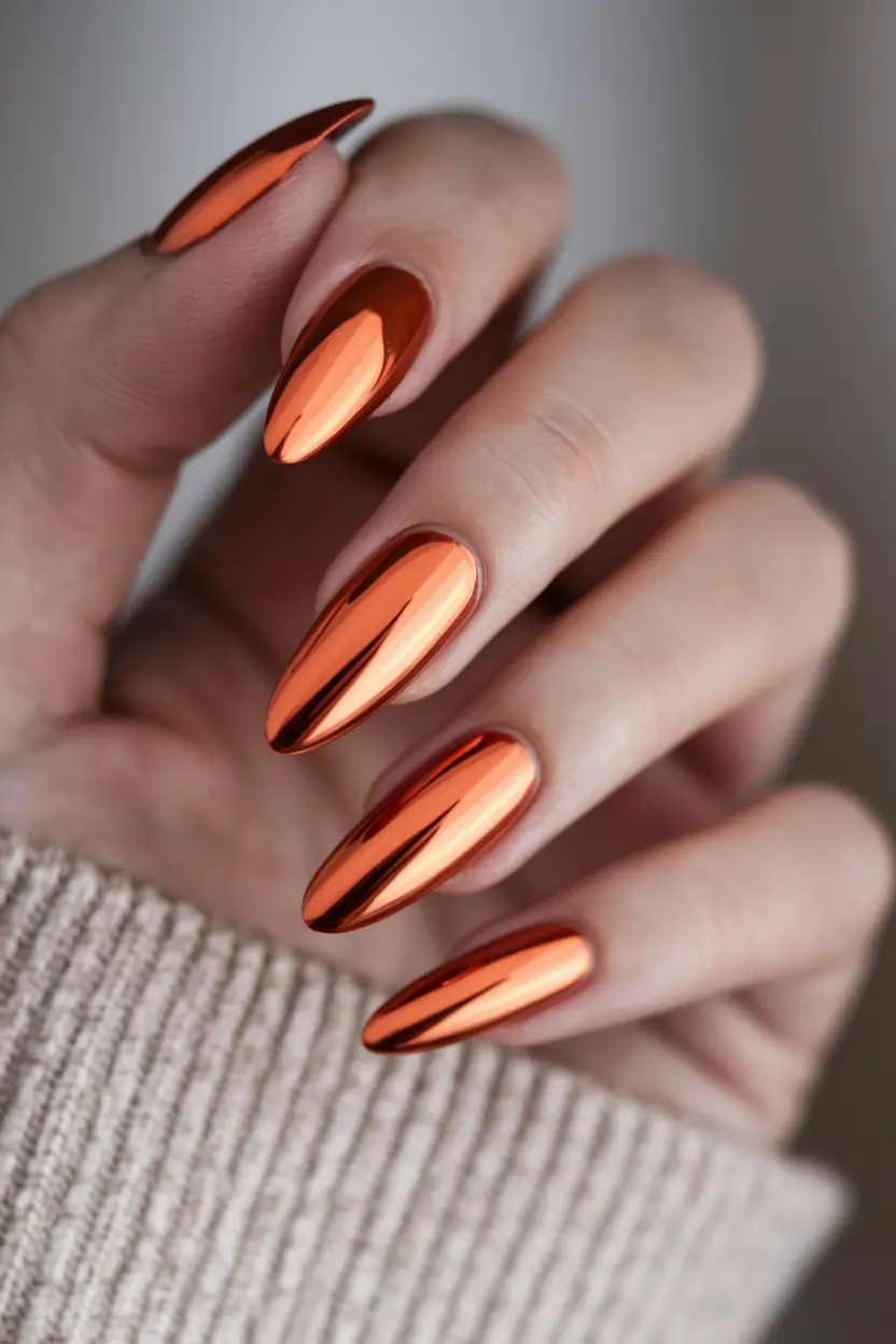 Fall almond nails with summer nails, nude nails, and long.