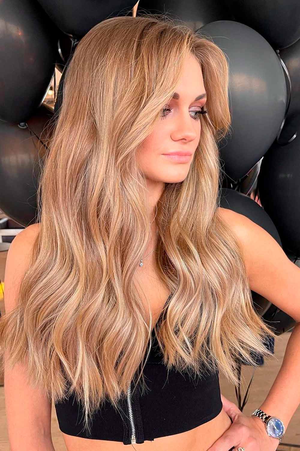 brown hair with blonde highlights and lowlights, fall hair highlights and lowlights