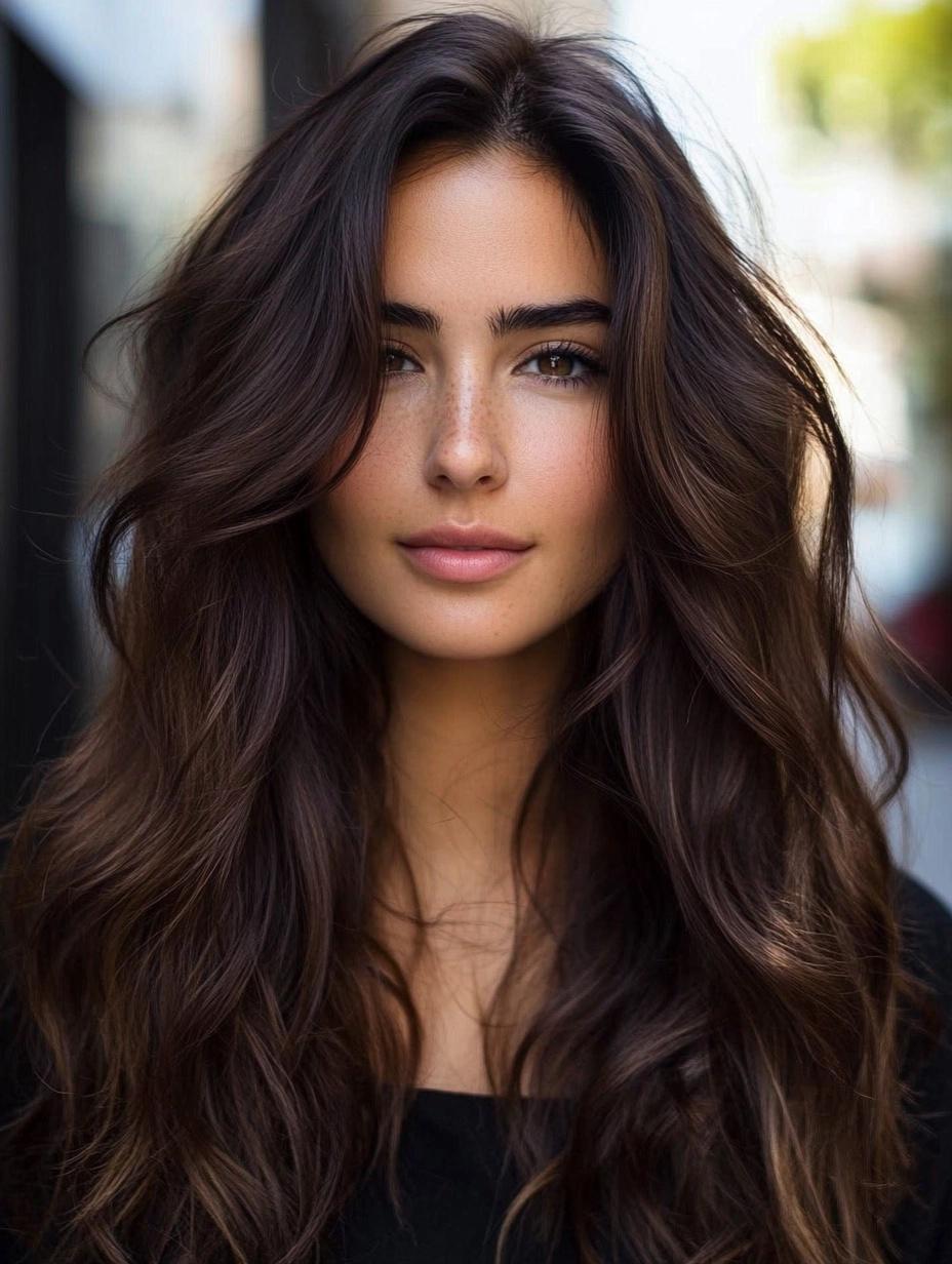 dark brunette hair with lowlights, 2026