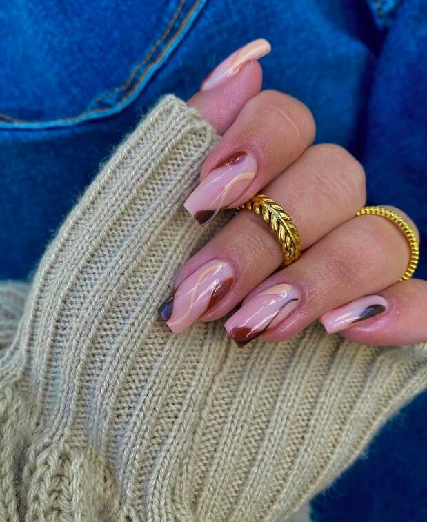Cute fall nail ideas with gel nail designs and classy brown nails.