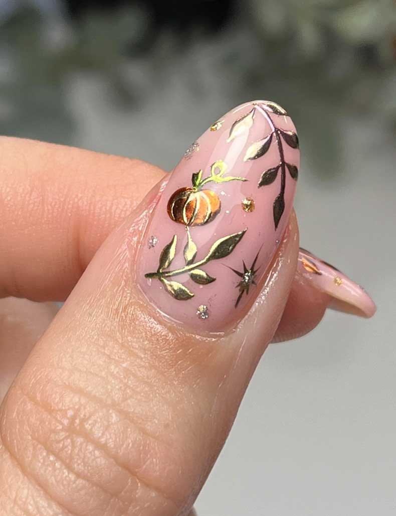 Brown fall nail ideas with black october nails and september nail ideas square.