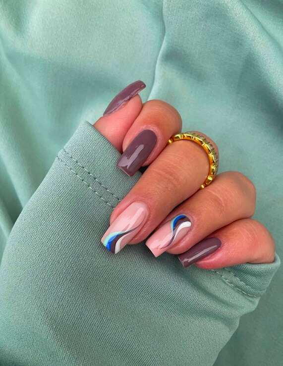 Fall nail inspo coffin with september nail ideas almond in solid color.