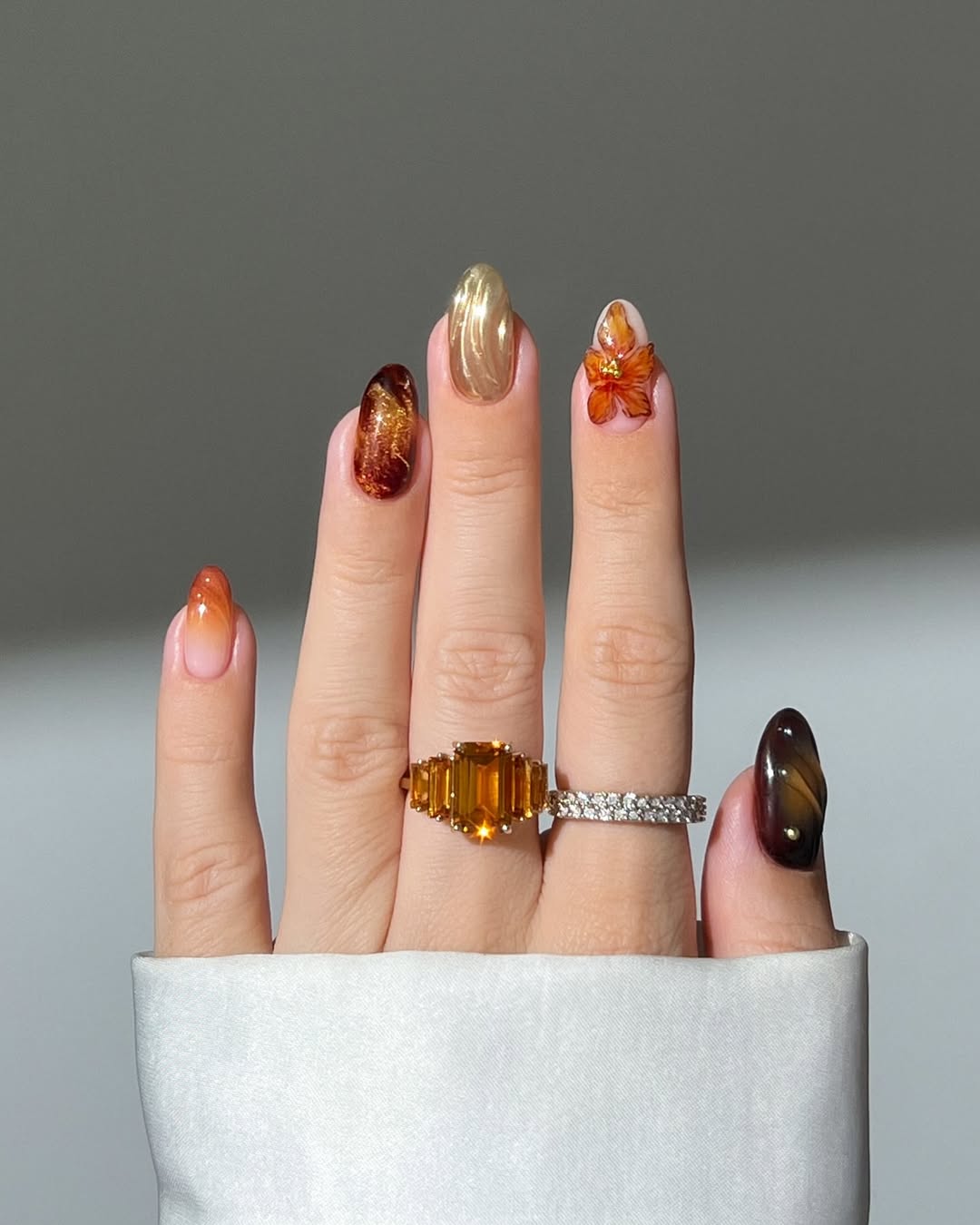 almond nails designs autumn with french tip nails