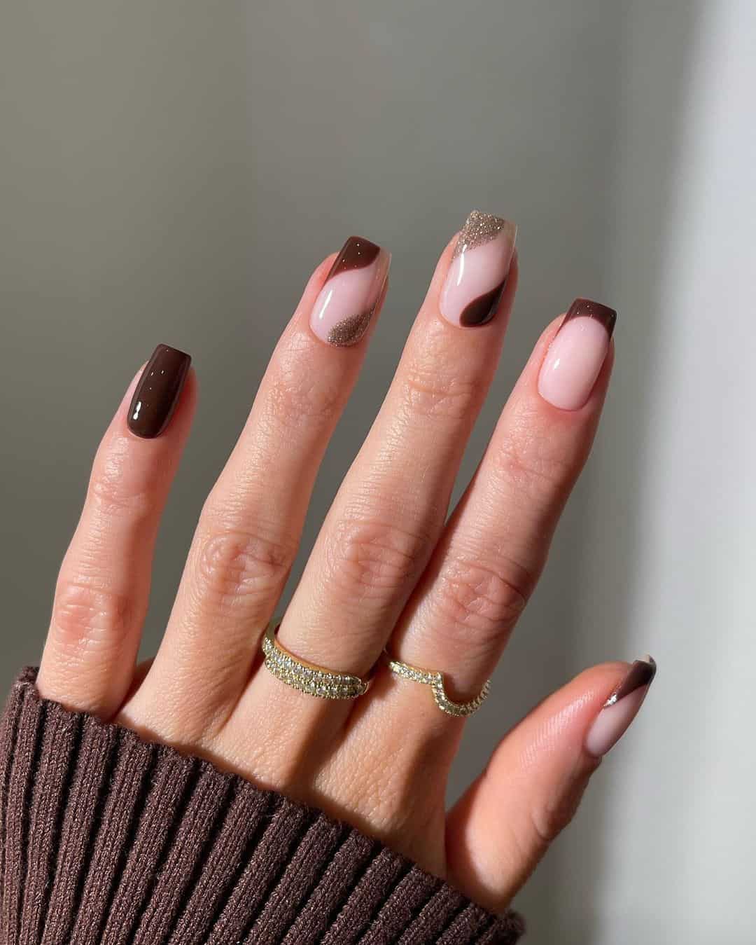 Fall natural nails short with subtle fall nails birthday nails brown