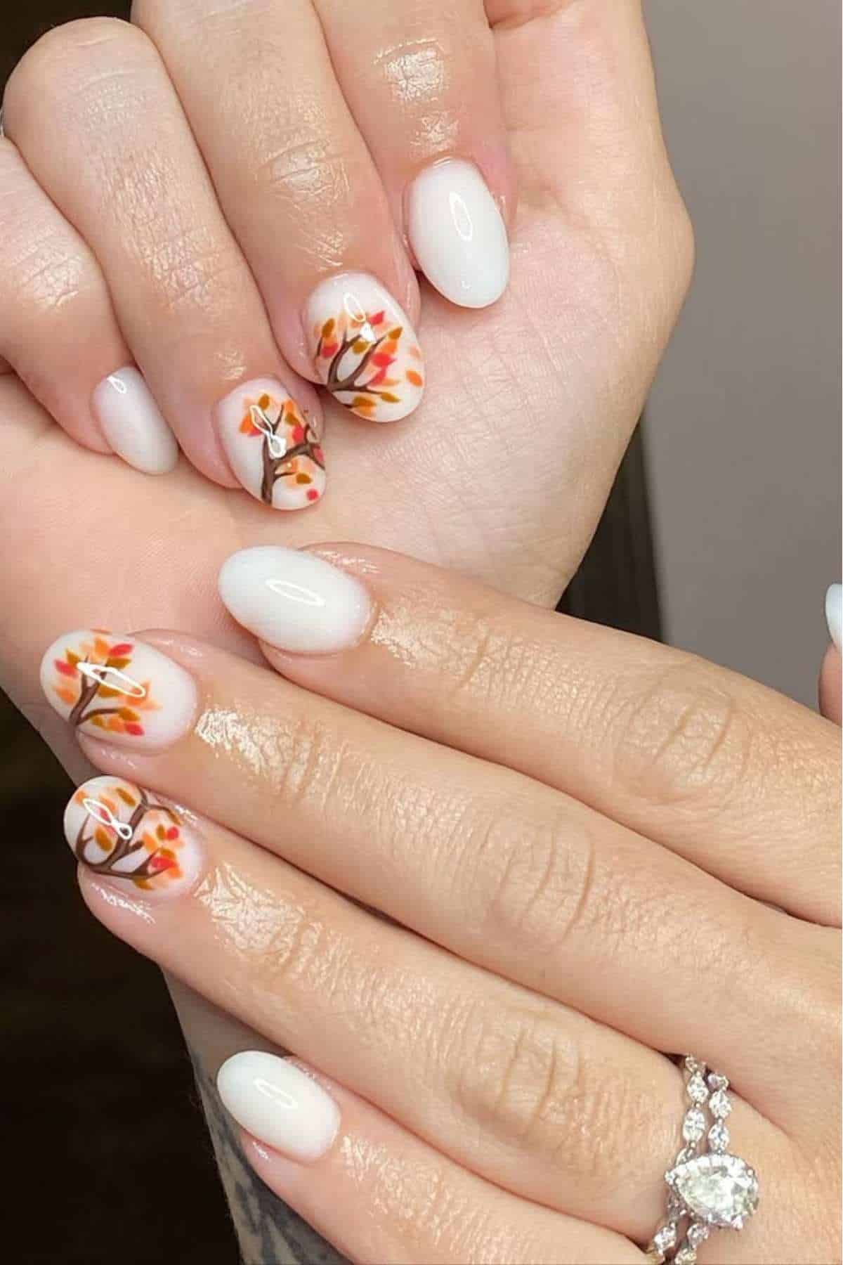 Short nails fall colors with short fall nail designs autumn nails almond shape colors