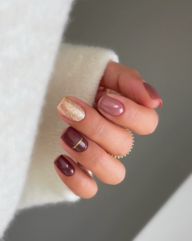 Short fall sets nails with cute minimalist nail art short autumn nail designs design