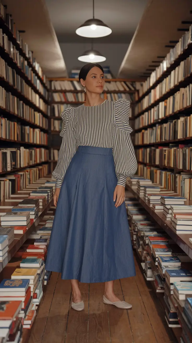 long jean skirt outfits fall 2026, fall midi skirt outfit, black skirt outfit for work