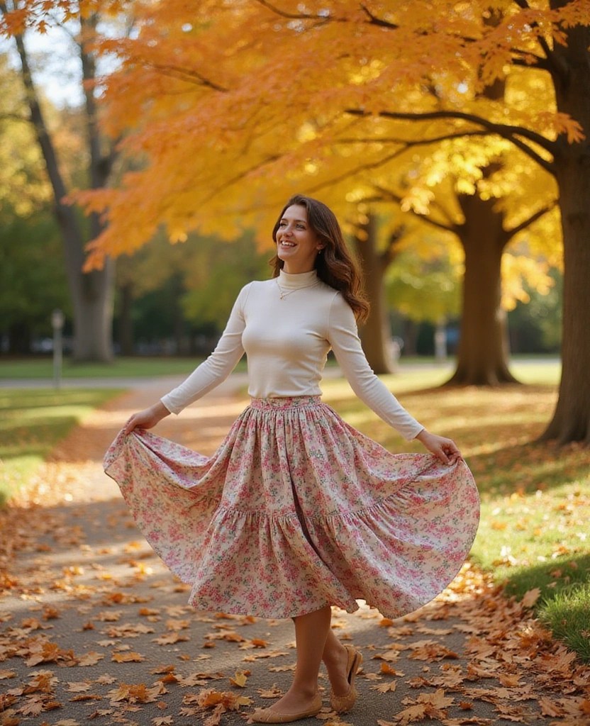 midi skirt outfit, autumn denim skirt outfit, with boots