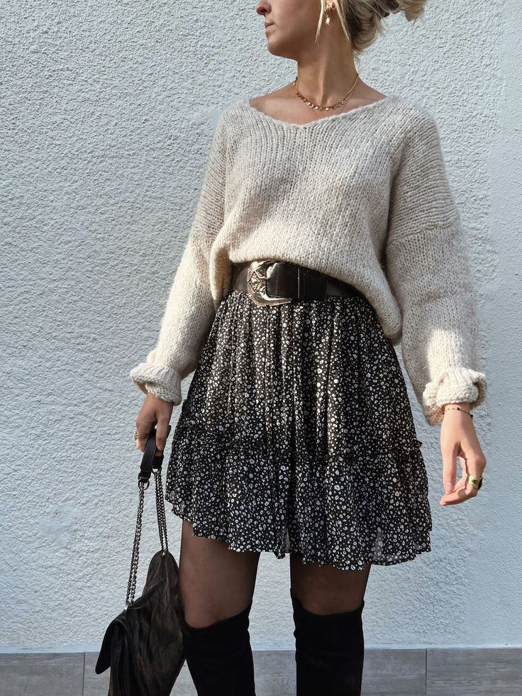 winter outfits with skirts, denim skirt outfit with boots, long
