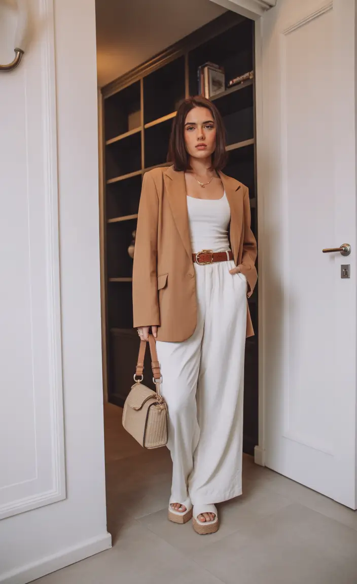 fall work outfits in neutral tones