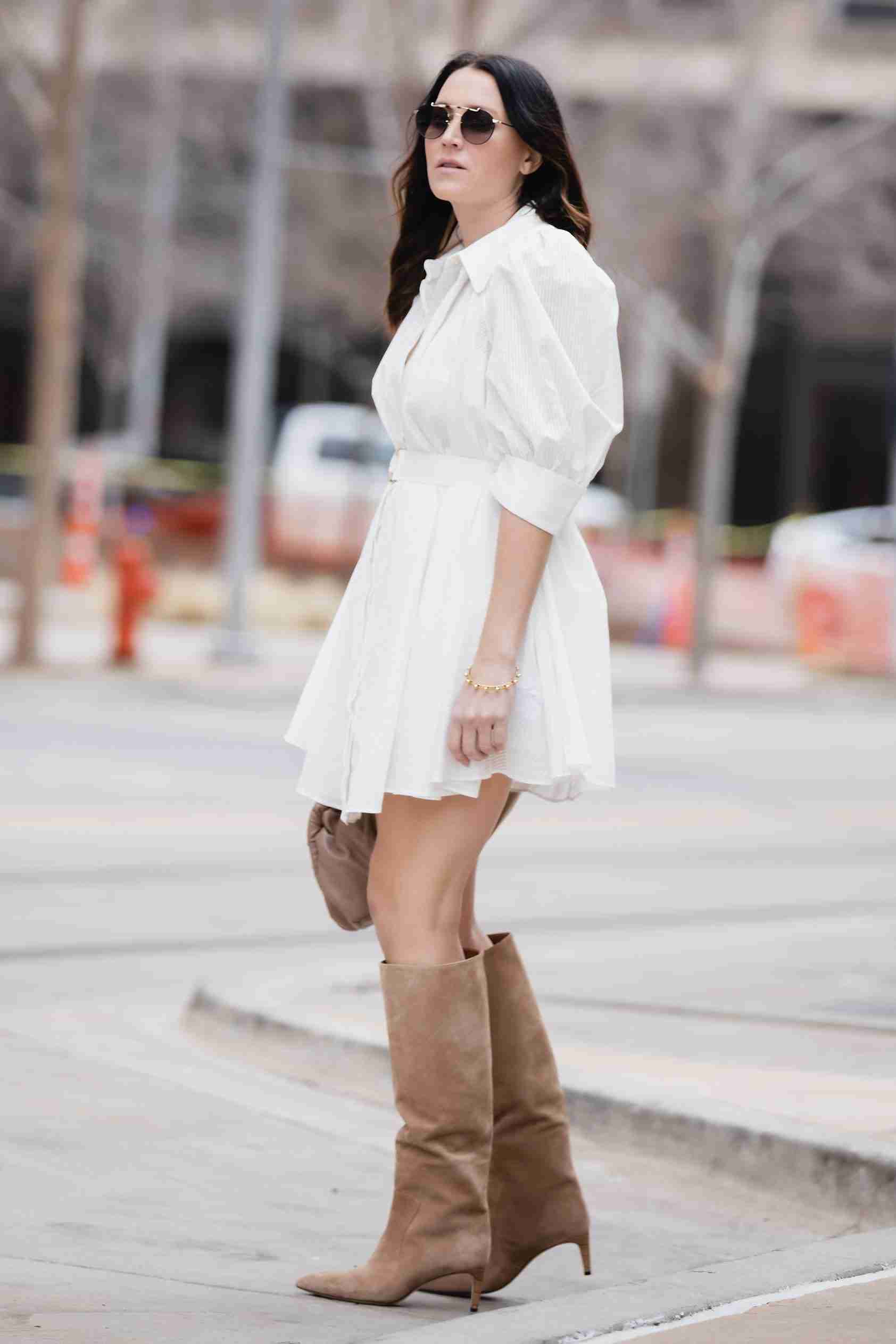 fall outfits for warm weather with white dress