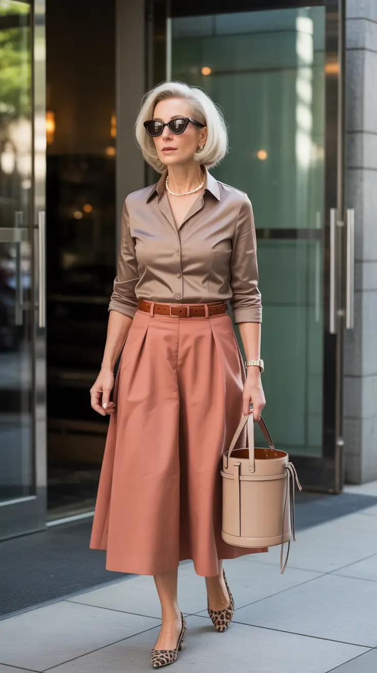 sunny fall outfits with pleated skirt