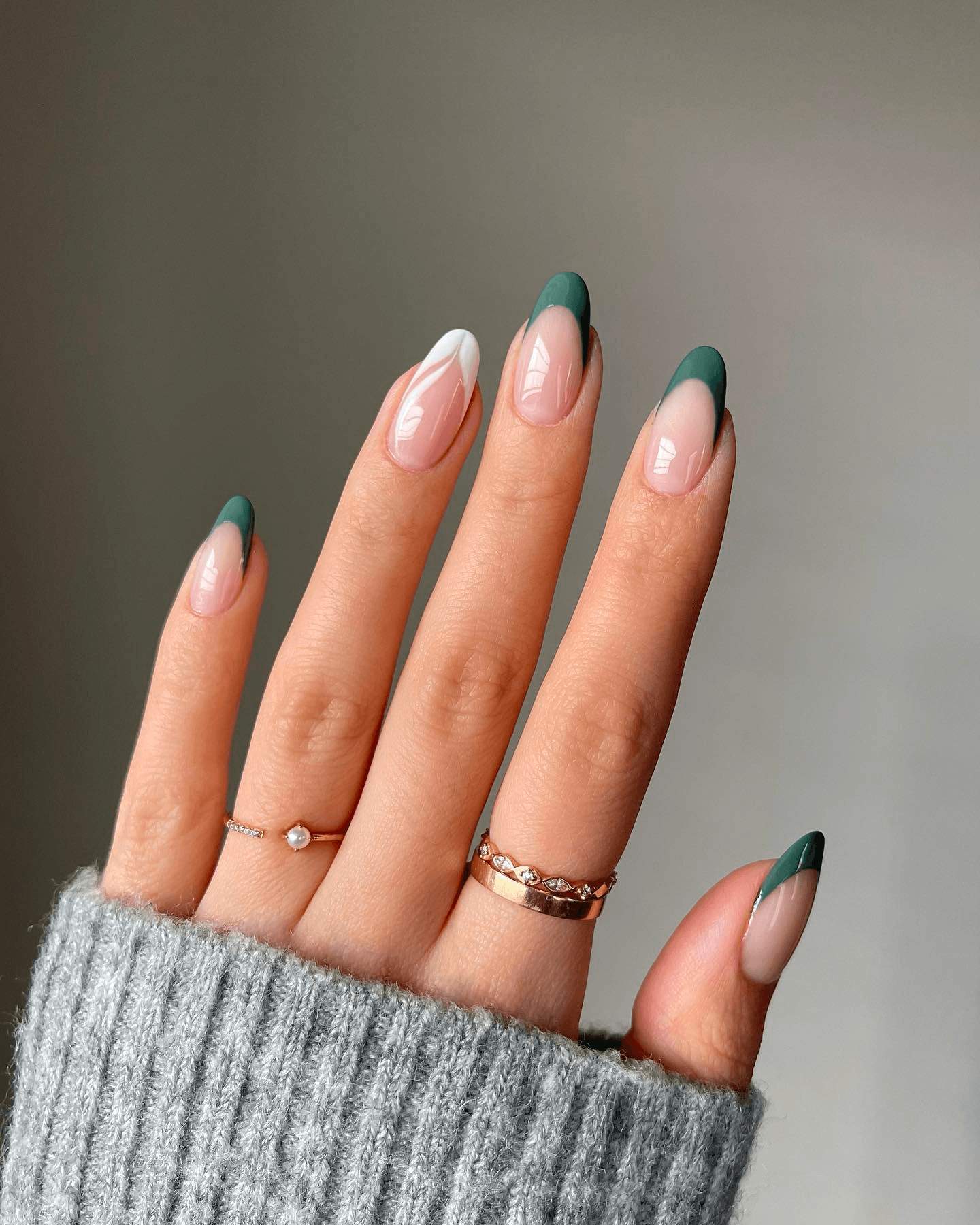 sage green nails, green aura nails, green and silver nails, light green nails designs, xmas nail designs, birthday nails, and gold, blue, sage almond