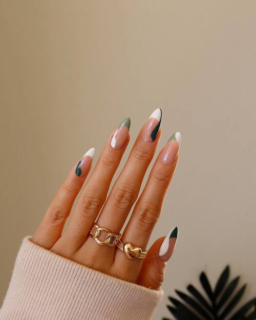 green chrome nails, army green nails, bright green nails, dark blue nails, mint blue nails, cateyes nails design, black and, grunge, witchy