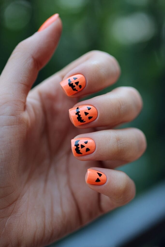 Cute halloween nails short with neutral halloween nails in almond shape