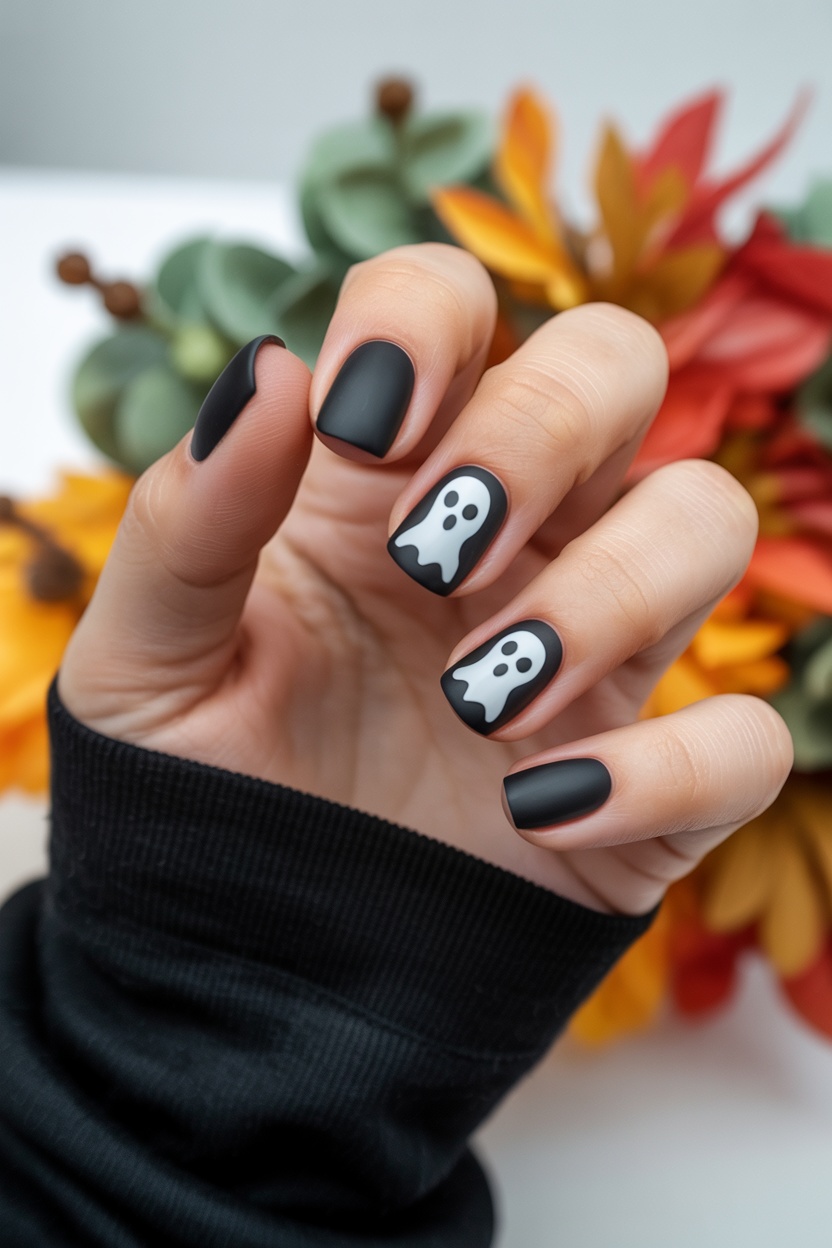 Cute halloween nail designs with simple pumpkin nails