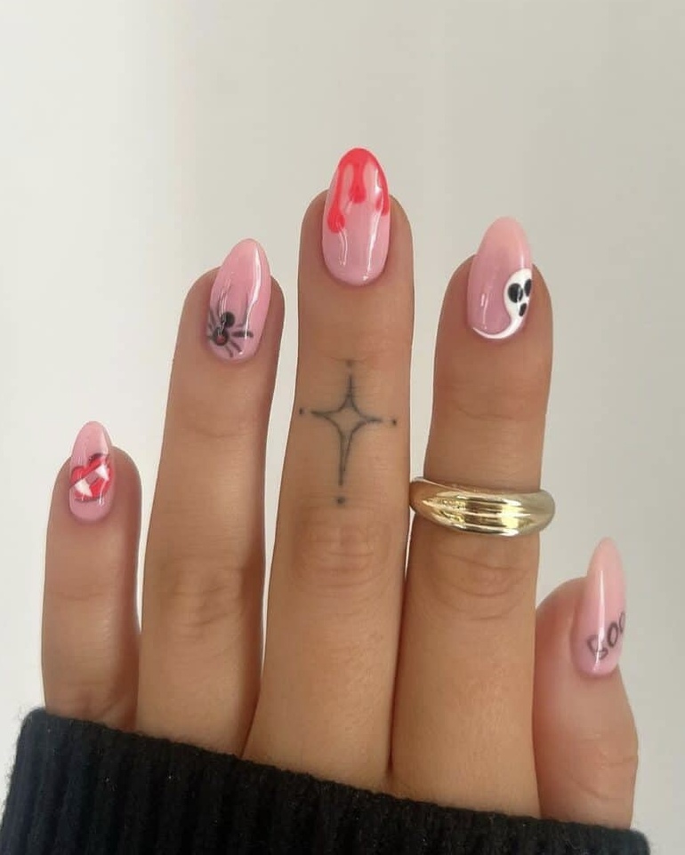 Halloween gel nails ideas with easy halloween nail art
