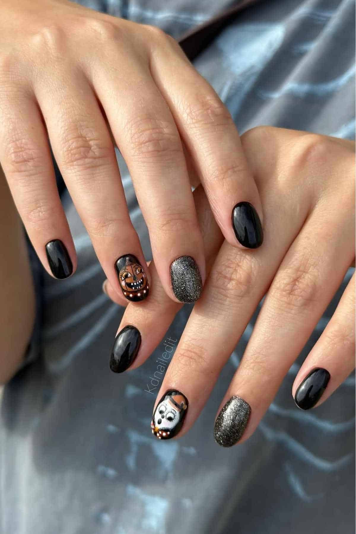Subtle halloween nail art with whimsigoth nails