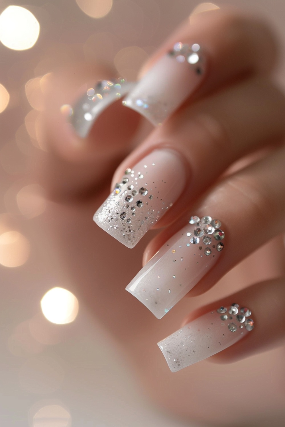 Milky white square nails, milky white french tip nails square short, milky pink chrome nails, milky sparkle nails, with base
