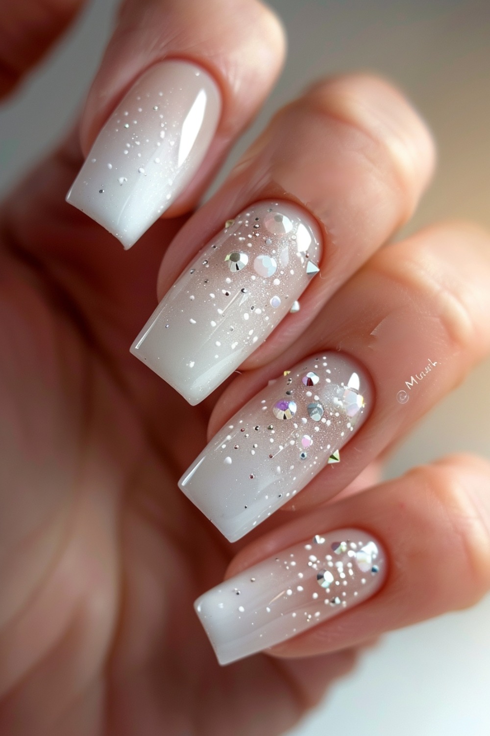 Milky white summer nails, black and milky white nails, french tip nails, chrome, valentines
