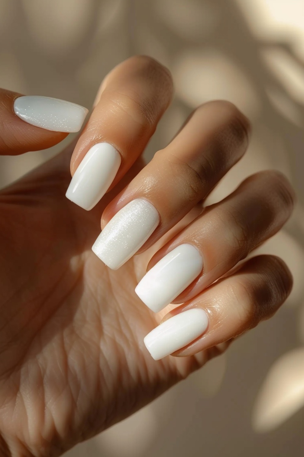 Milky white nails with design ideas, milky white glazed nails, milky white with french tip, almond, simple