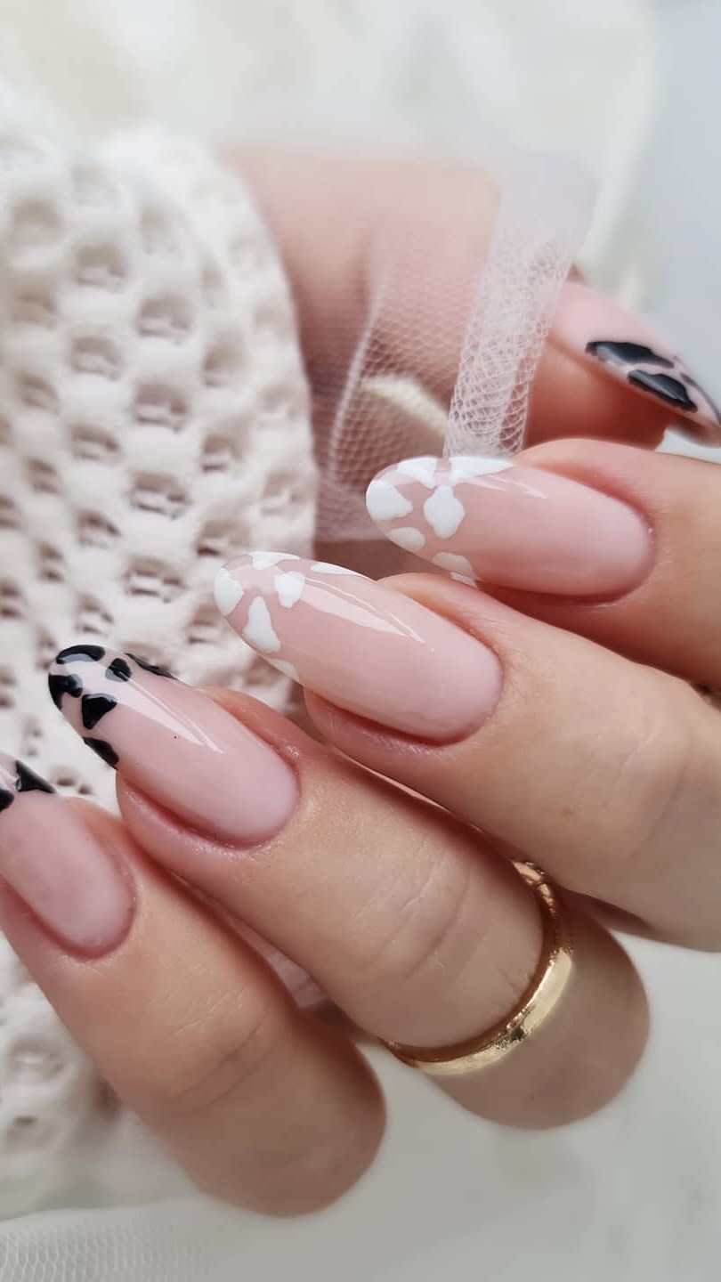 Short nail inspo with simple nail ideas, tropical nails theme, white accents, and a back to school vibe.