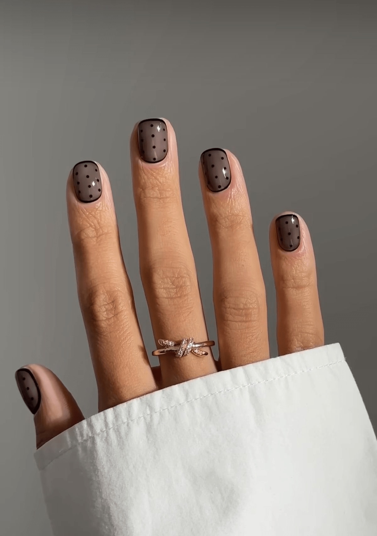 Holiday nail inspo summer with almond shape, fall nails with designs, dark blue accent.