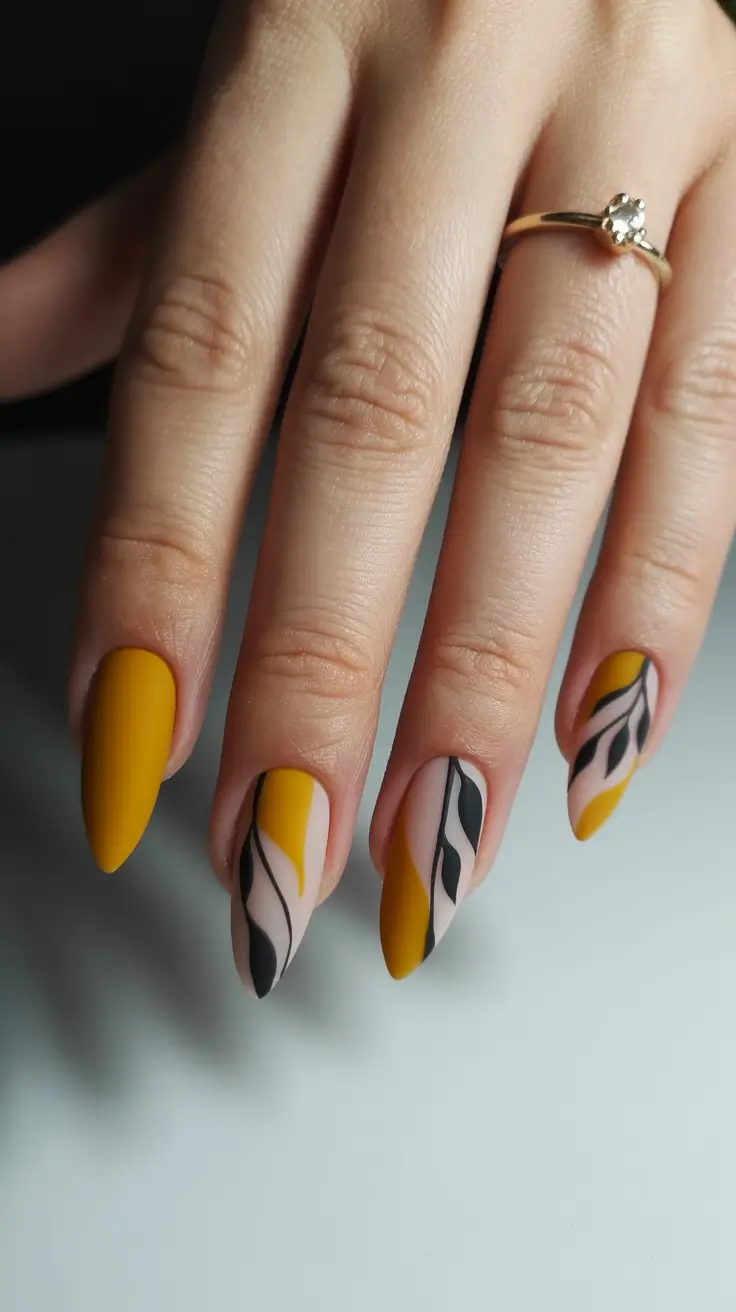Short fall gel nails ideas with fall acrylic nails autumn coffin and almond.