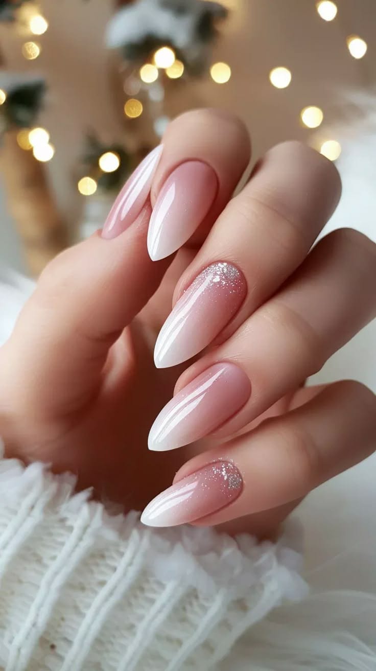 Fall ombre nails ideas with glitter ombre nails almond, dark red