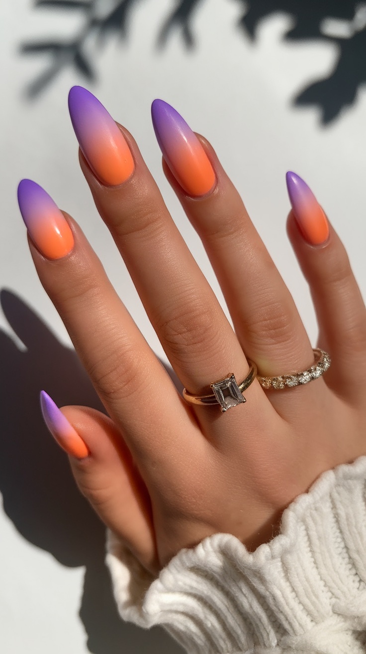 Colored ombre nails with bright ombre nails summer, ombre sparkle nails