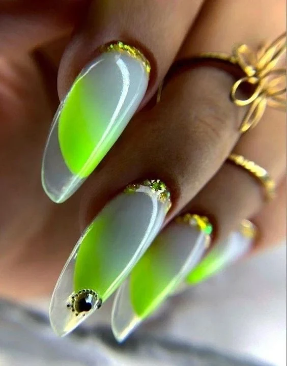 Ombre toe nails with baby boomer nails, sparkly ombre nails
