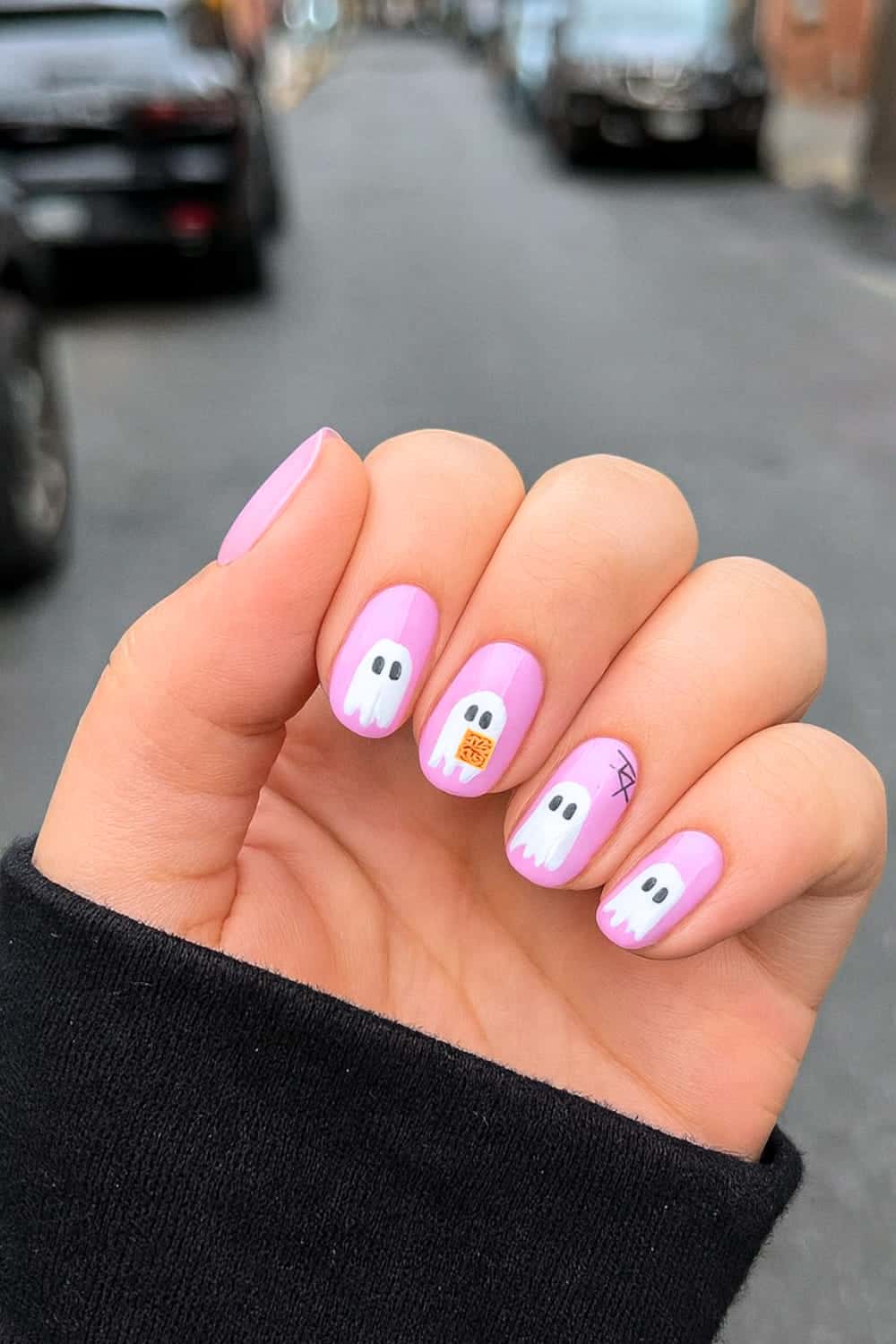 Best halloween nails with chic ghost designs.