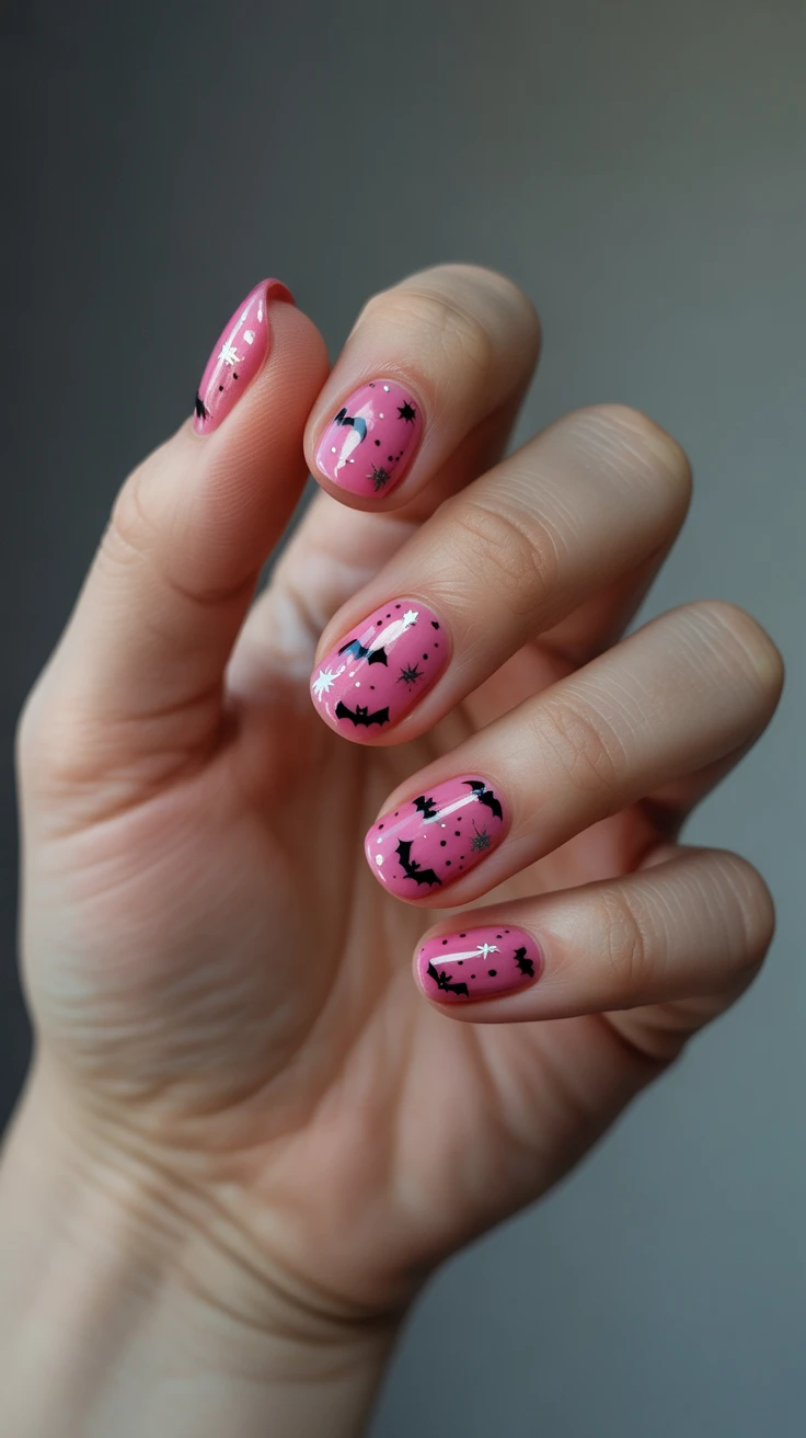 Black hello kitty nails with iconic contrast.