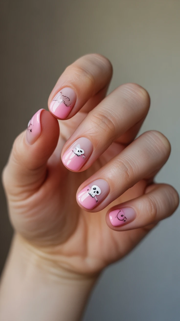 Purple hello kitty nails with playful accents.